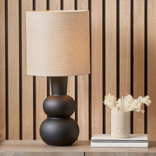 Luna Curved Bottle Ceramic Table Lamp - Black Pacific Lifestyle 4