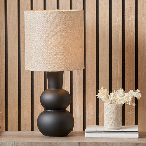  Pacific Lifestyle-Olivia's Luna Curved Bottle Ceramic Table Lamp in Black-Beige    333 