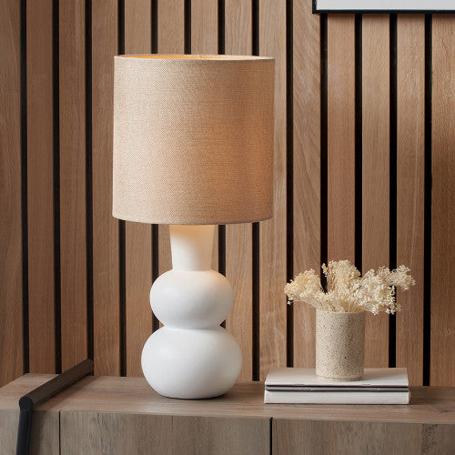  Pacific Lifestyle-Olivia's Luna Curved Bottle Ceramic Table Lamp in White-Beige    949 
