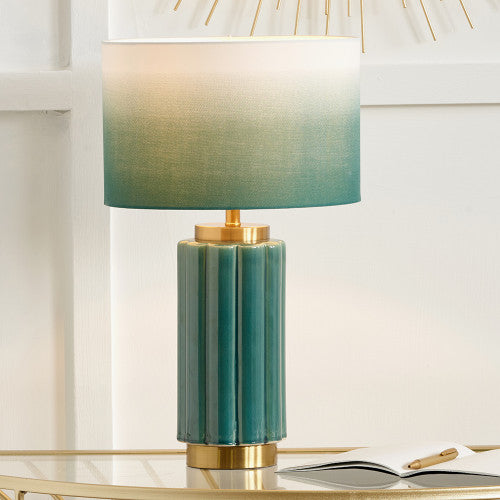 Saphira Scalloped Ceramic Table Lamp - Green Pacific Lifestyle 3