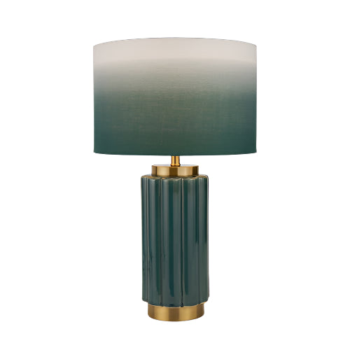 Saphira Scalloped Ceramic Table Lamp - Green Pacific Lifestyle 1