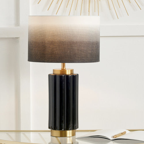 Olivia's Saphira Scalloped Ceramic Table Lamp in Black