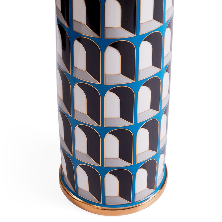 Arcade Table Lamp - White & Blue Design Maven 4