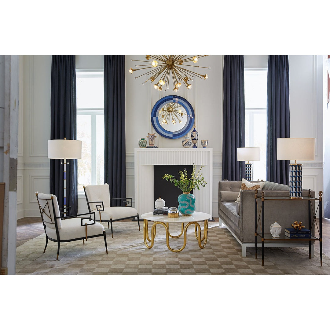 Arcade Table Lamp - White & Blue Design Maven 3