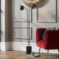 Olivia's Equinox Metal 2 Head Floor Lamp in Black