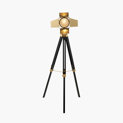 Olivia's Stanley Tripod Floor Lamp in Gold and Black