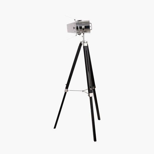 Olivia's Stanley Tripod Floor Lamp in Silver and Black