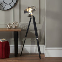 Olivia's Stanley Tripod Floor Lamp in Silver and Black