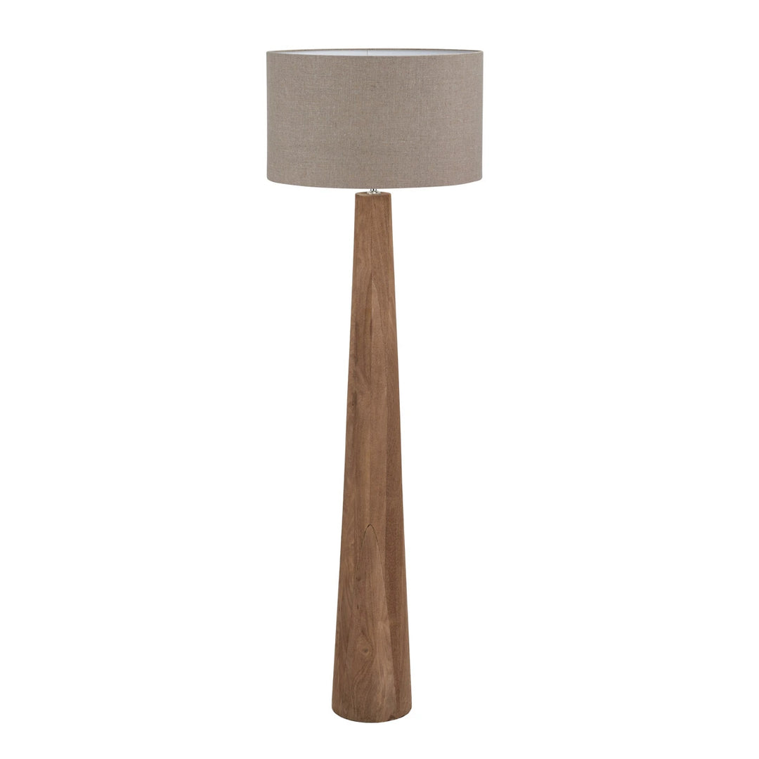 Esha Natural Conical Wood Floor Lamp - Natural Linen