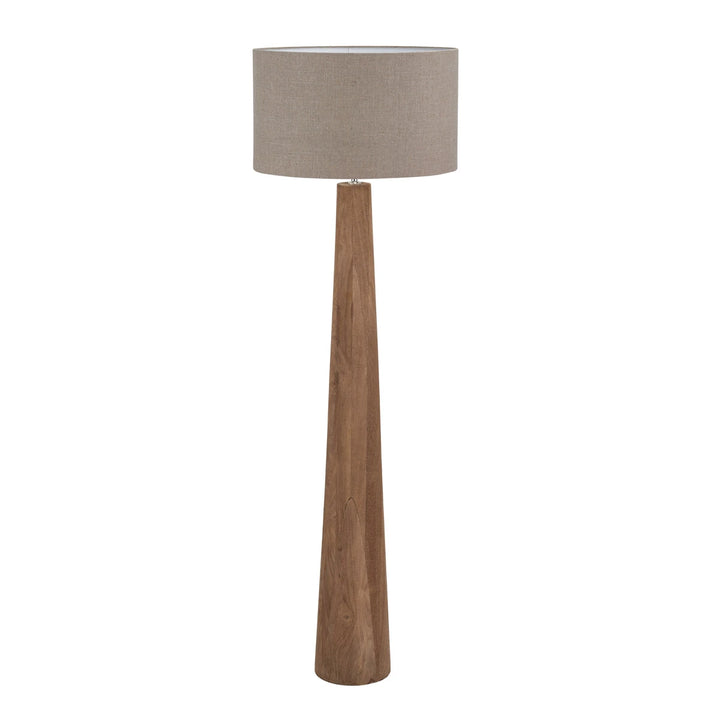 Esha Natural Conical Wood Floor Lamp - Natural Linen