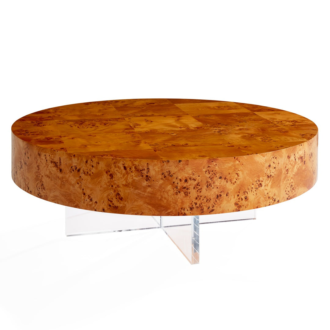 Bond Round Cocktail Table - Burled Mappa Wood Design Maven 3