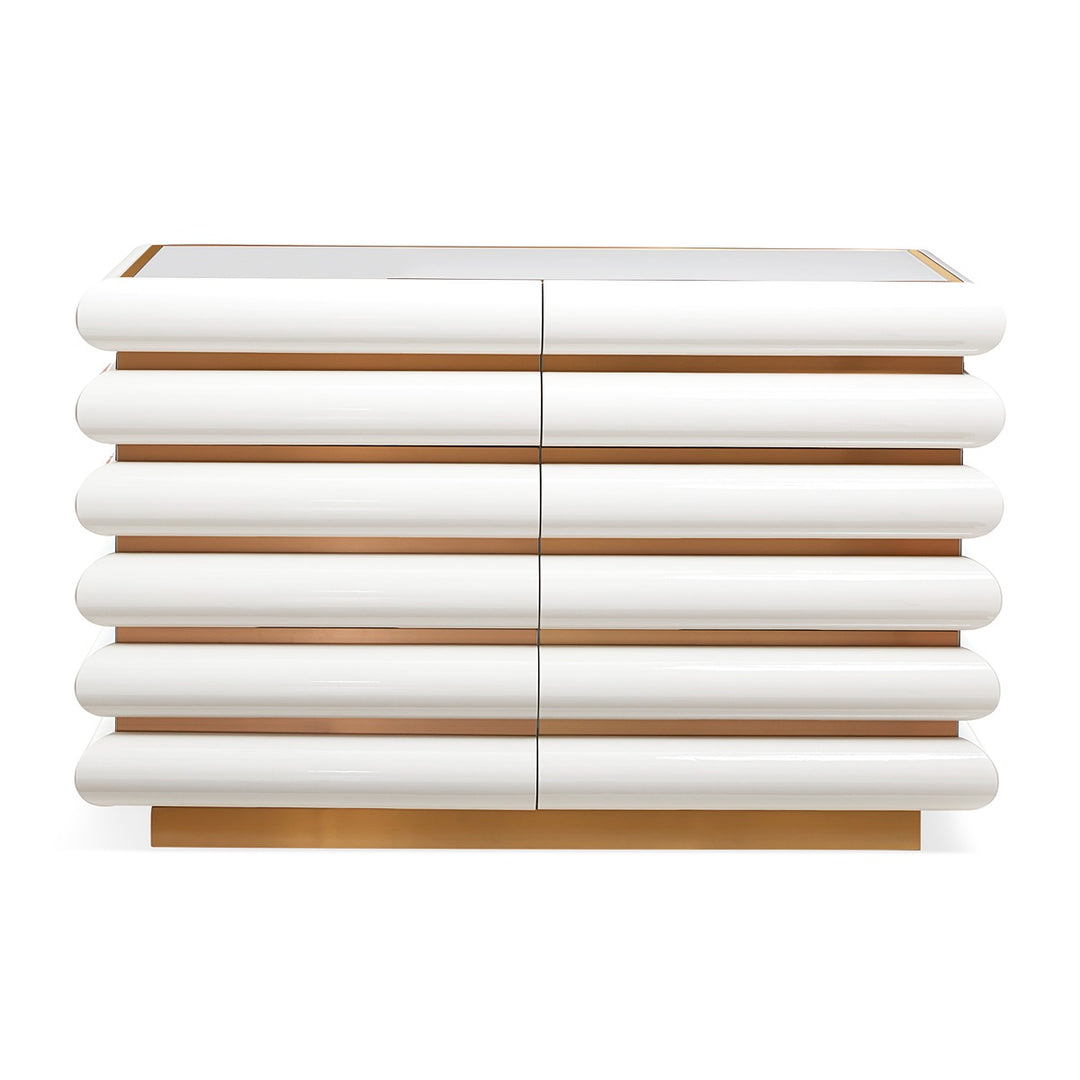 Kiki 6 Drawer Console Table - Ivory & Brass Design Maven 1