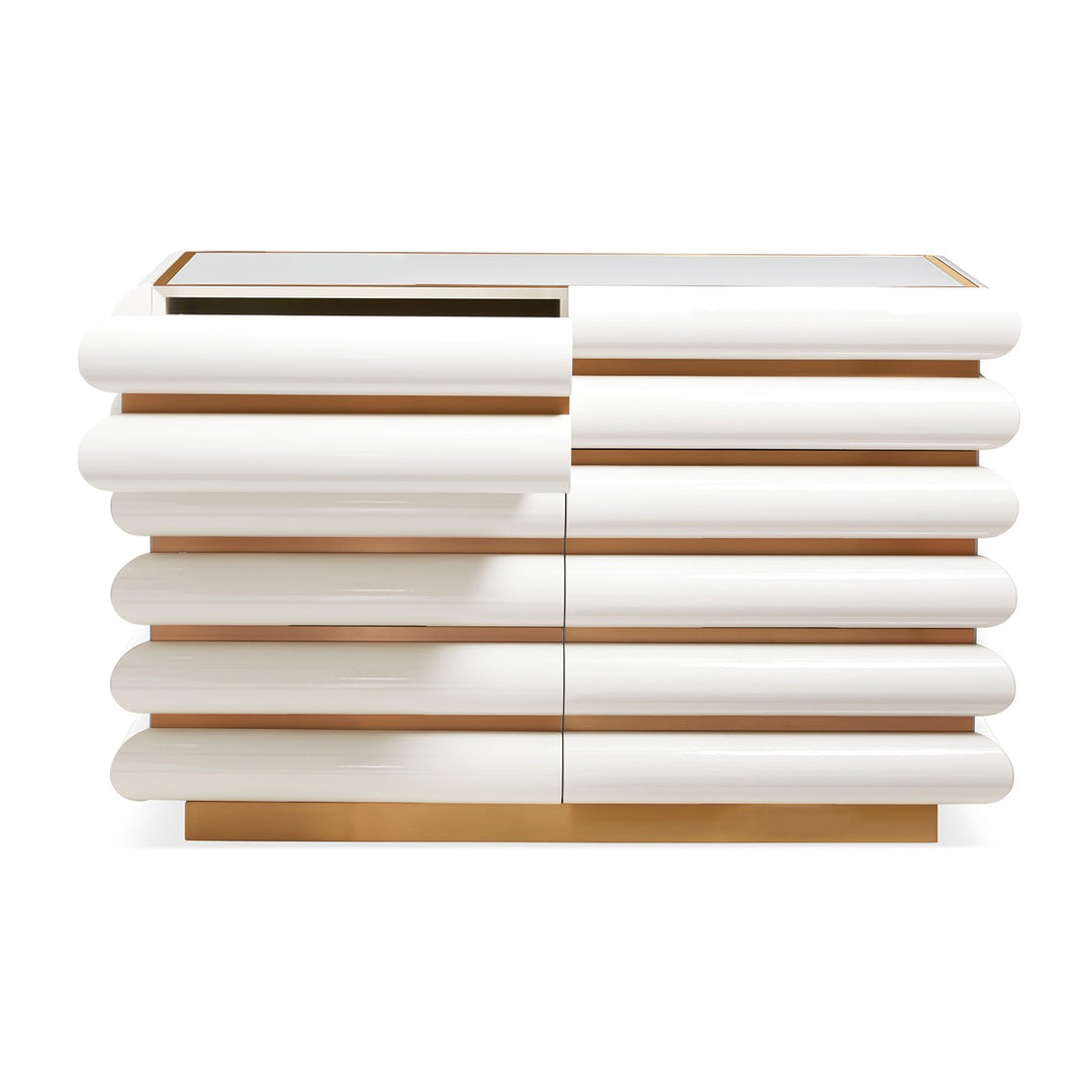 Kiki 6 Drawer Console Table - Ivory & Brass Design Maven 4