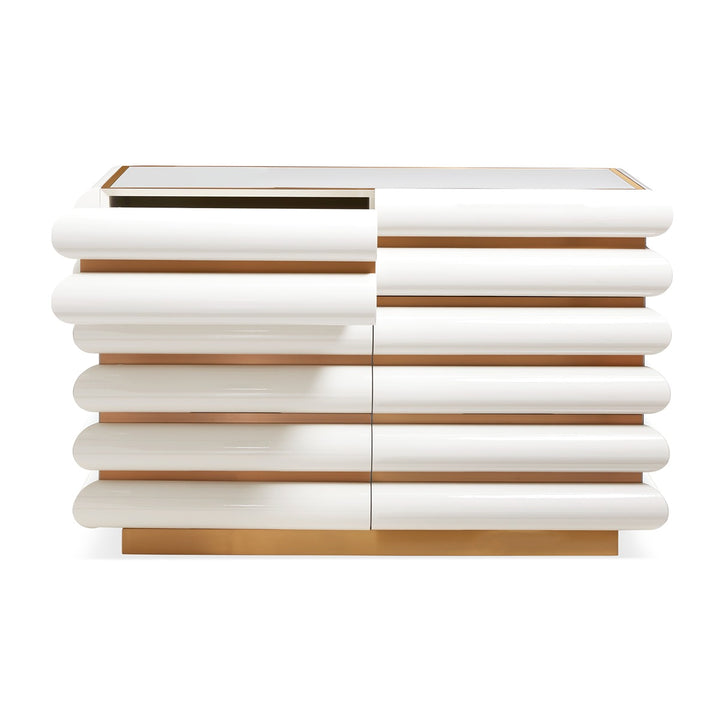Kiki 6 Drawer Console Table - Ivory & Brass Design Maven 4