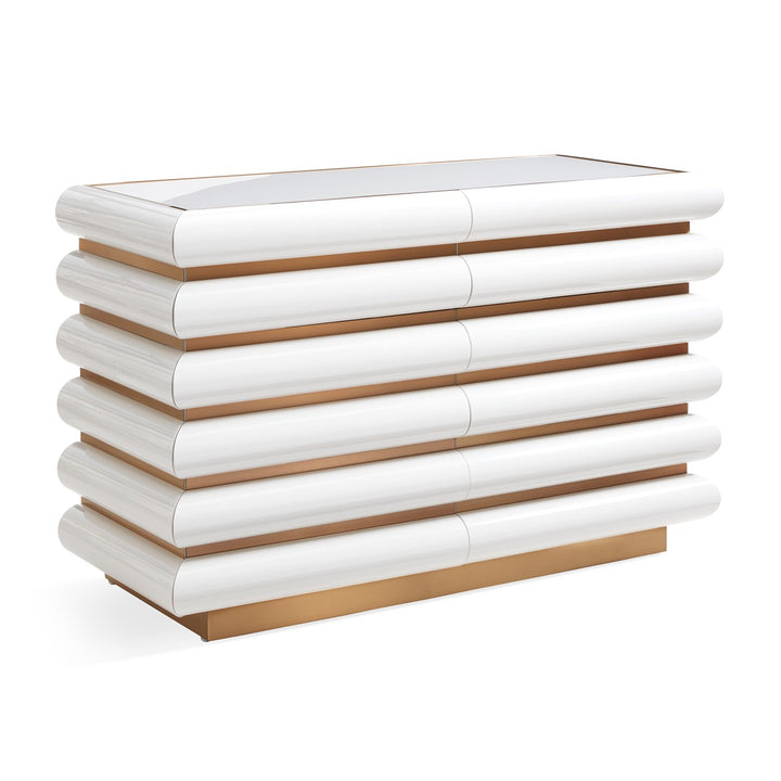 Kiki 6 Drawer Console Table - Ivory & Brass Design Maven 5