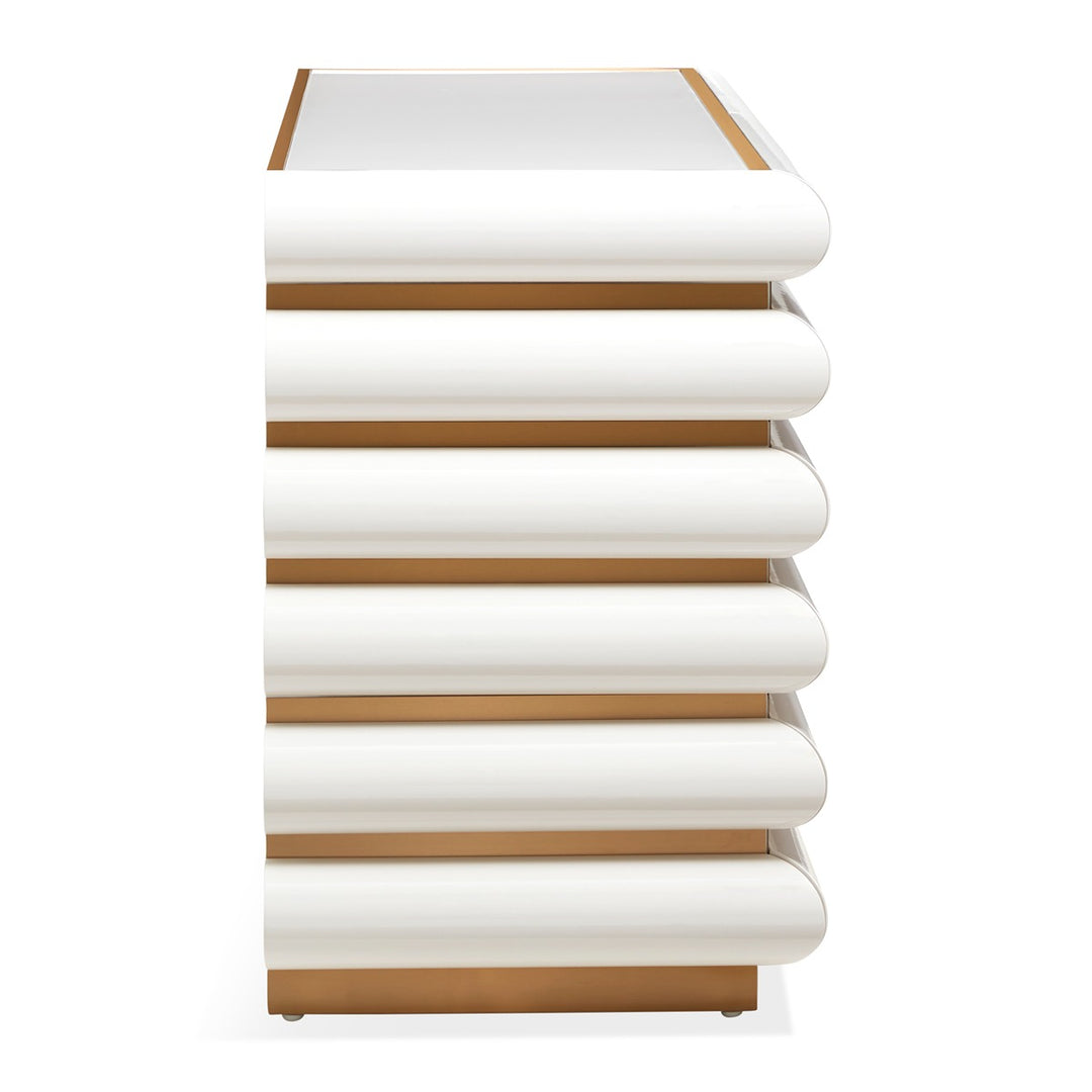 Kiki 6 Drawer Console Table - Ivory & Brass Design Maven 6