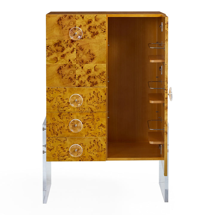 Bond Bar Cabinet - Burled Mappa Wood Design Maven 6