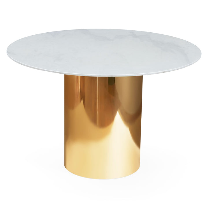 Kit Alphaville Round Dining Table 44" - Brass & White Marble Design Maven 1