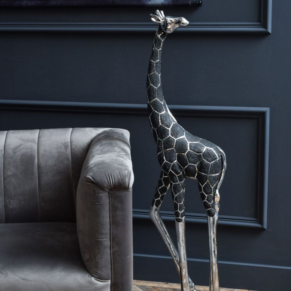  Libra-Libra Midnight Mayfair Collection - Giant Giraffe Sculpture Head Back-Black, Silver 589 