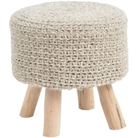 Libra Interiors Nomad Knitted Stool Stone Grey