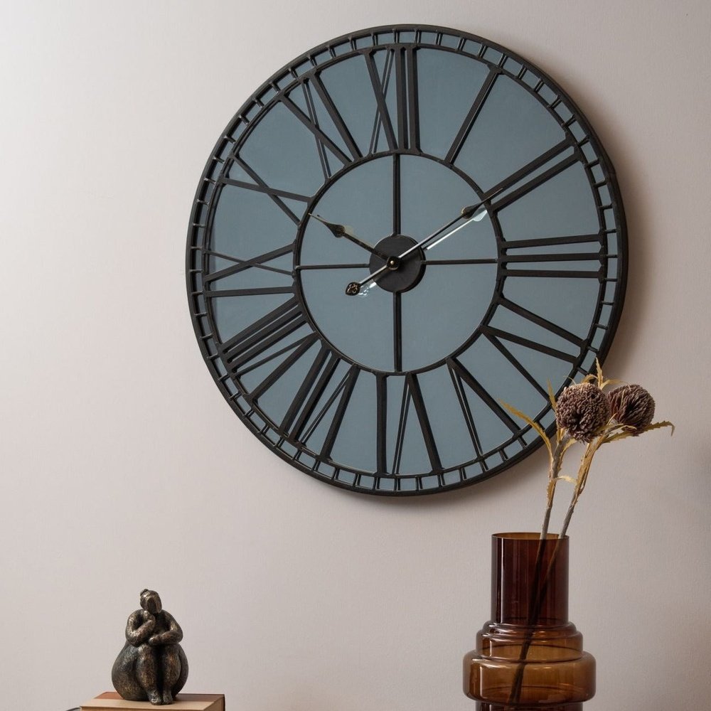  LibraDS-Libra Skeleton Mirror Wall Clock in Black-Black 501 