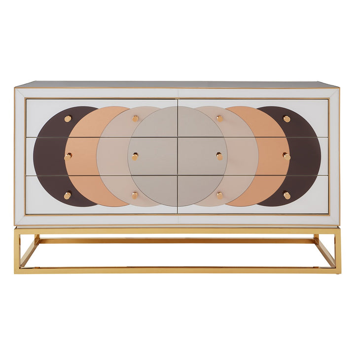 Chambeige Credenza - White, Brown & Brass Design Maven 1