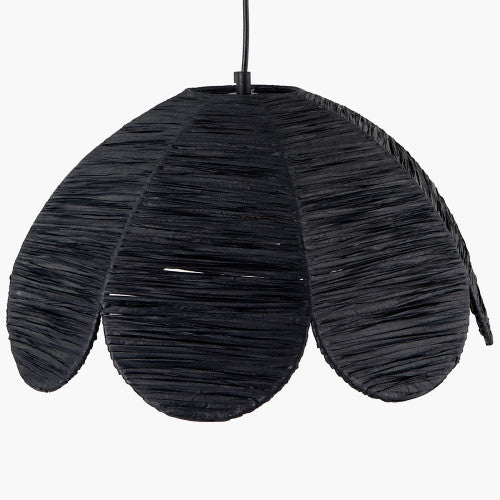 Olivia's Ember Scalloped Raffia Pendant in Black