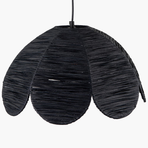  Pacific Lifestyle-Olivia's Ember Scalloped Raffia Pendant in Black-Black 501 