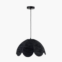 Olivia's Ember Scalloped Raffia Pendant in Black