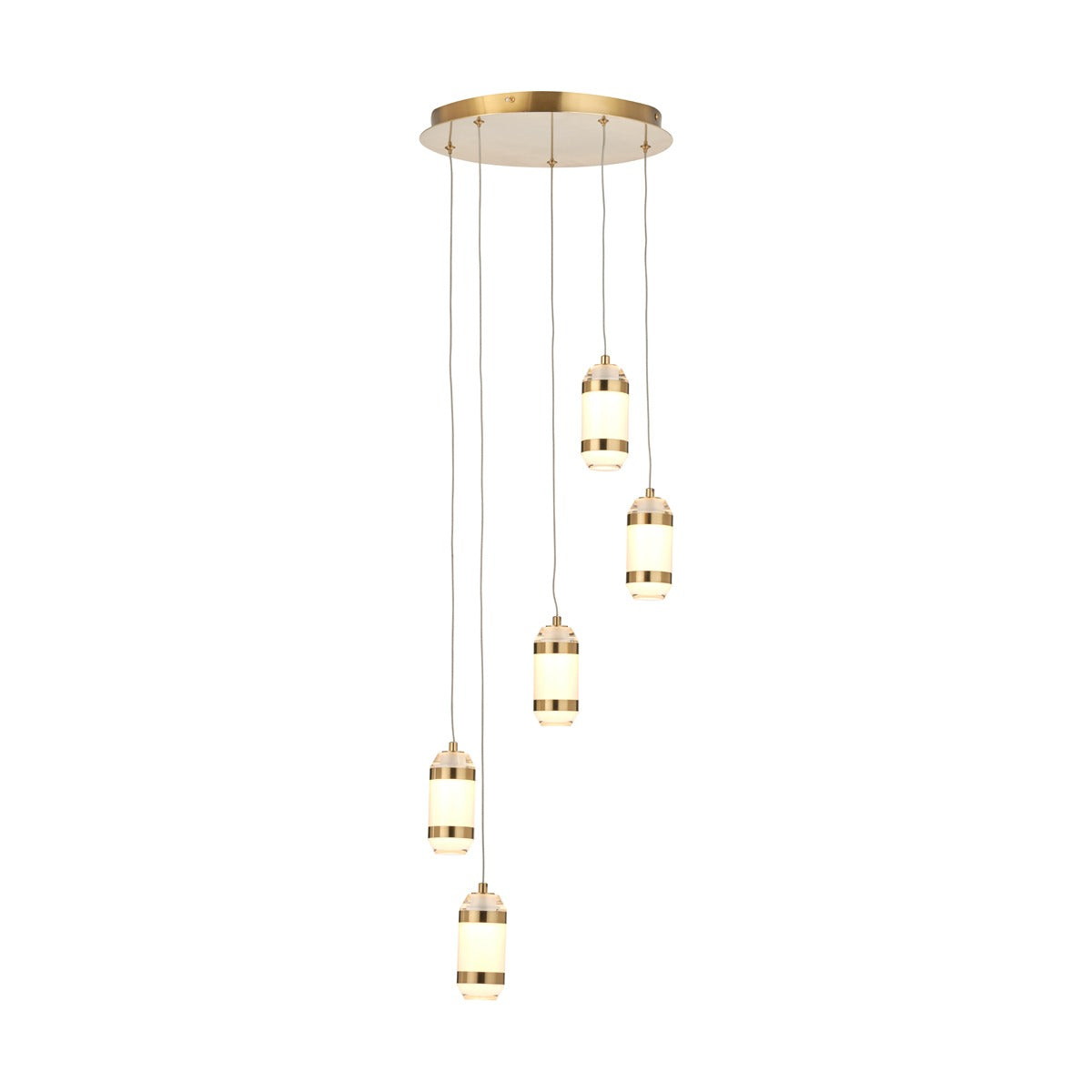 Olivia's Alondra Gold Metal and White Glass LED Multi Drop Pendant