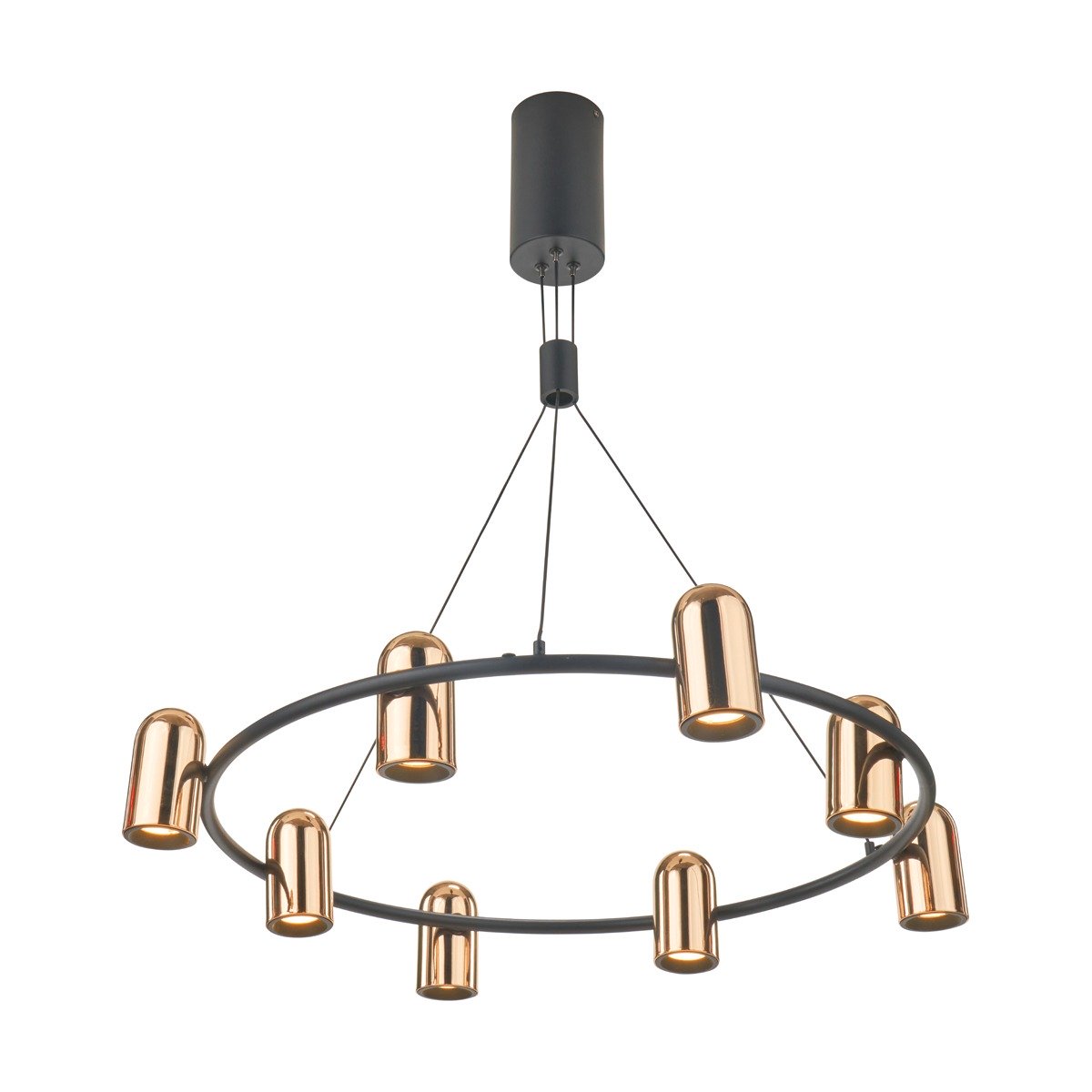 Olivia's Xena Black and Rose Gold Metal 8 Light LED Pendant