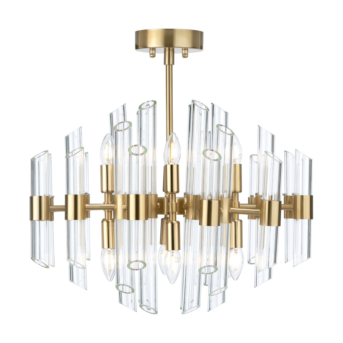 Olivia's Brielle Clear Glass and Antique Brass 12 Light Pendant