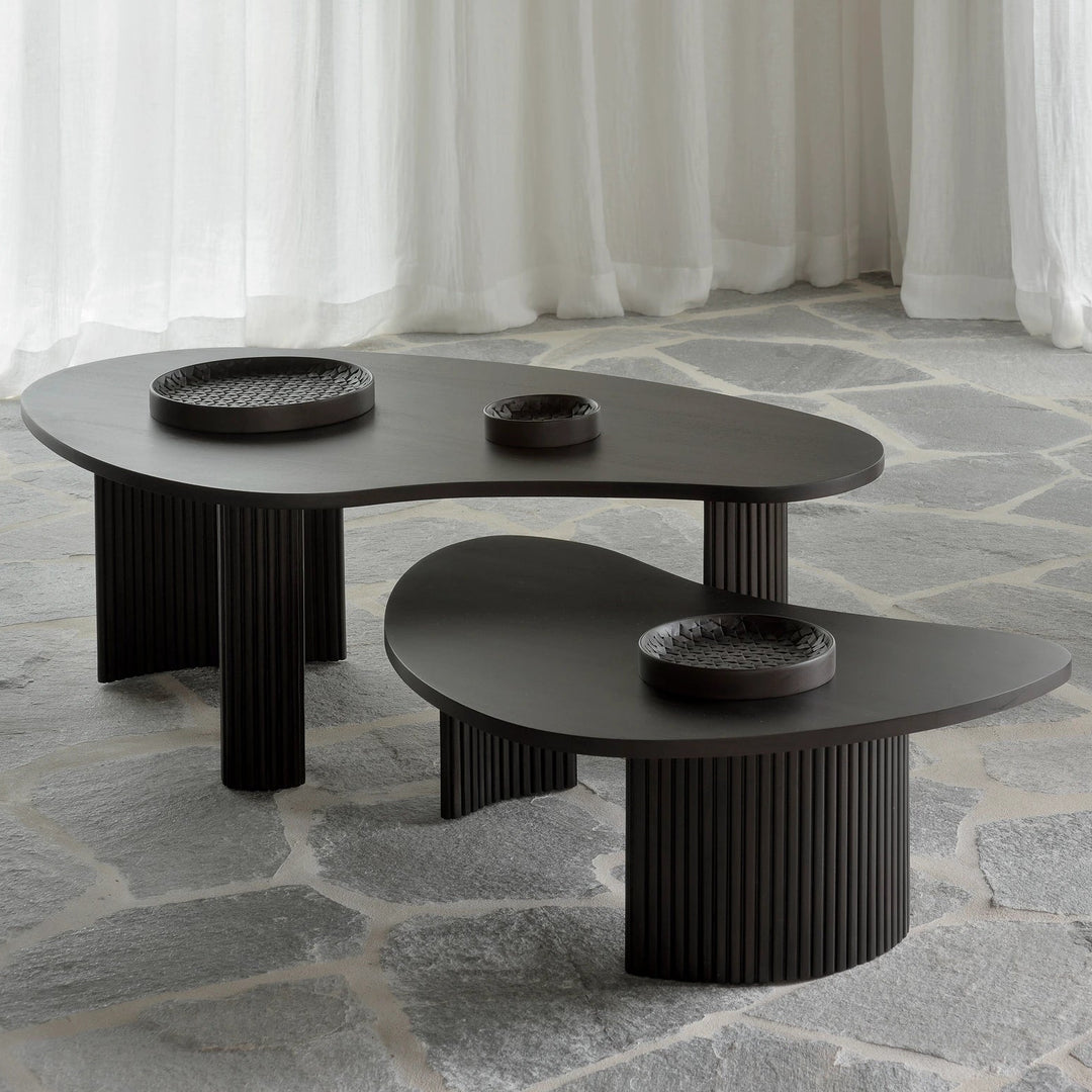 Boomerang Pebble Shape Coffee Table - Mahogany