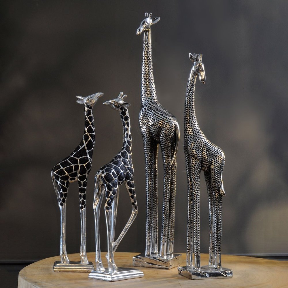  Libra-Libra Interiors Giraffe Sculpture Head Back-Silver 549 