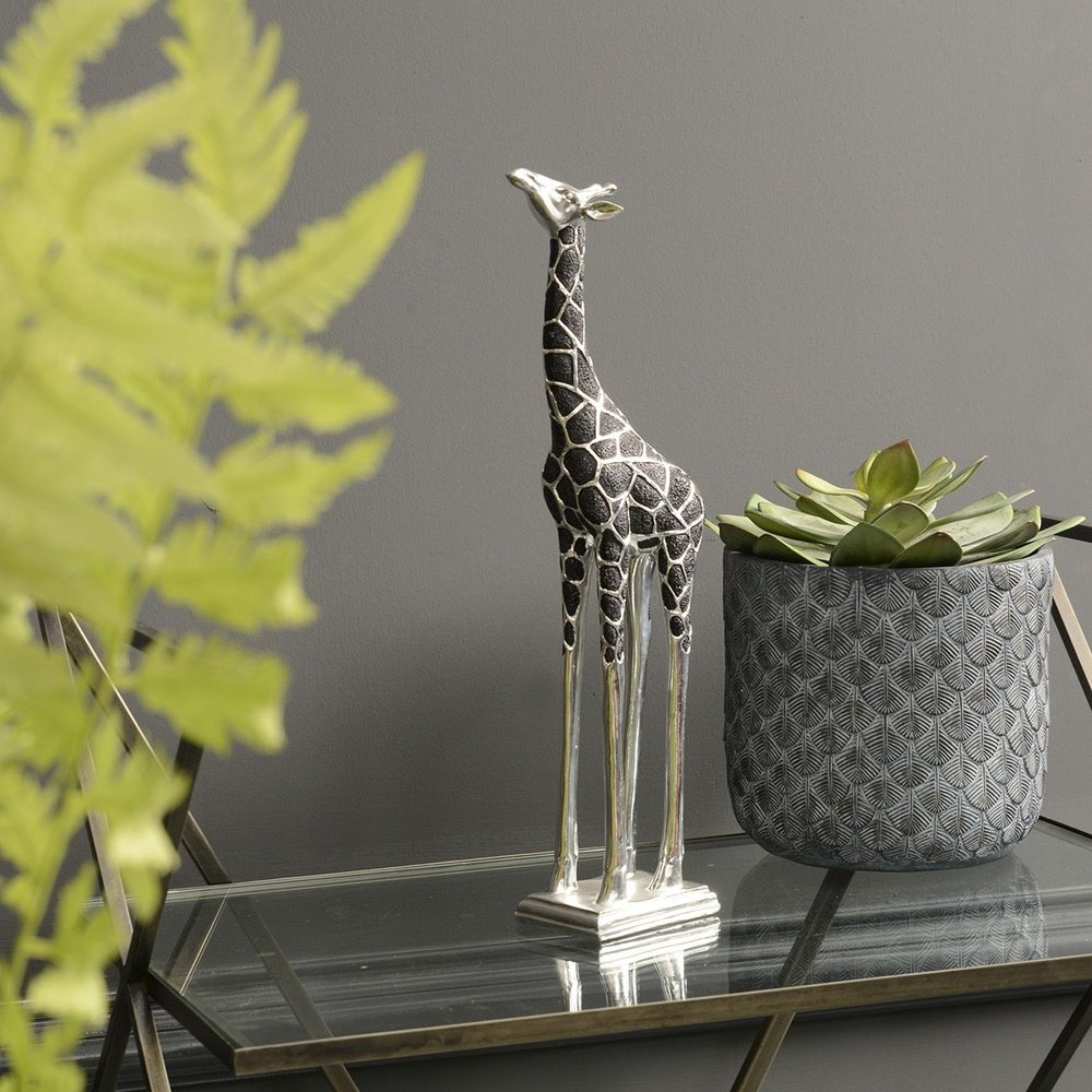  Libra-Libra Interiors Giraffe Sculpture Head Forward-Silver 565 