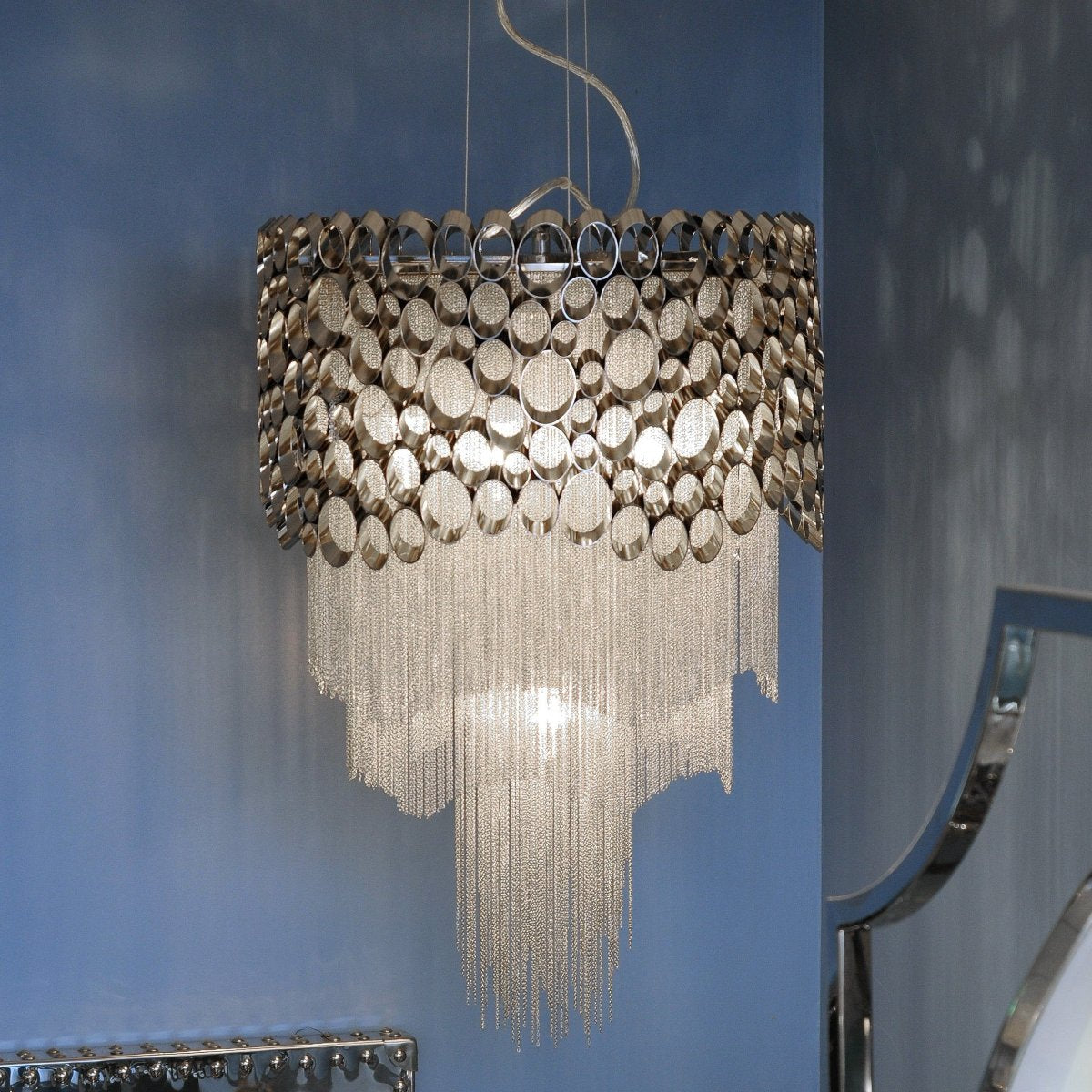 Libra Interiors Venus Chandelier Nickel