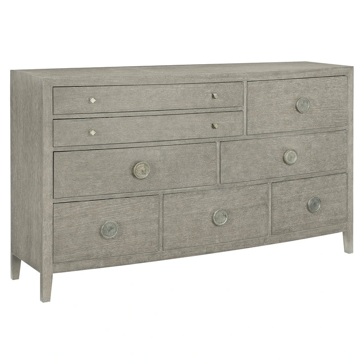Linea Asymmetric Drawer Dresser - Cerused Cerused Greige