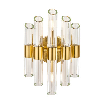 Olivia's Brielle Clear Glass and Antique Brass 2 Wall Light