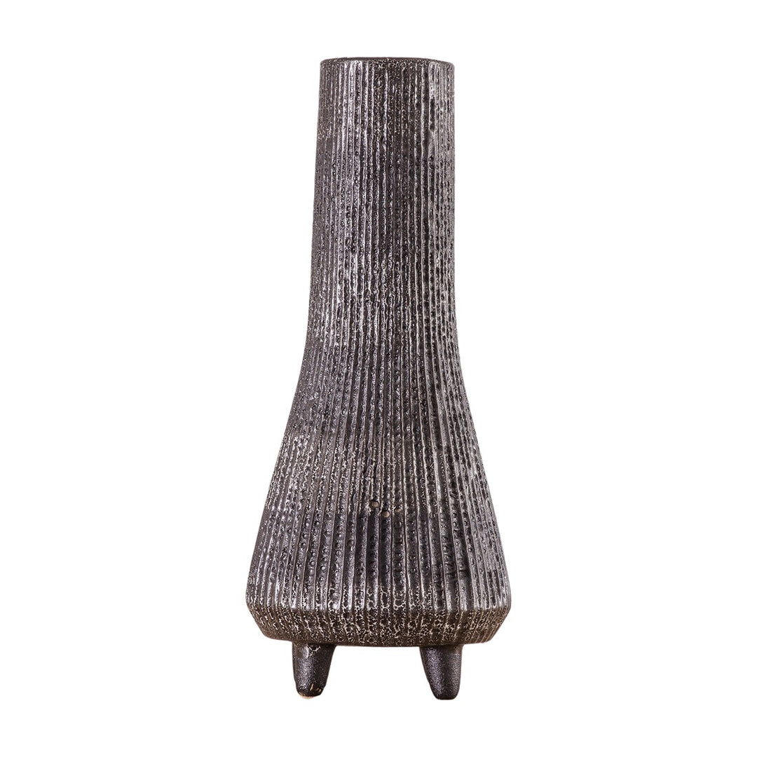 Tatu Ribbed Chimney Vase - Grey GalleryDirect 1