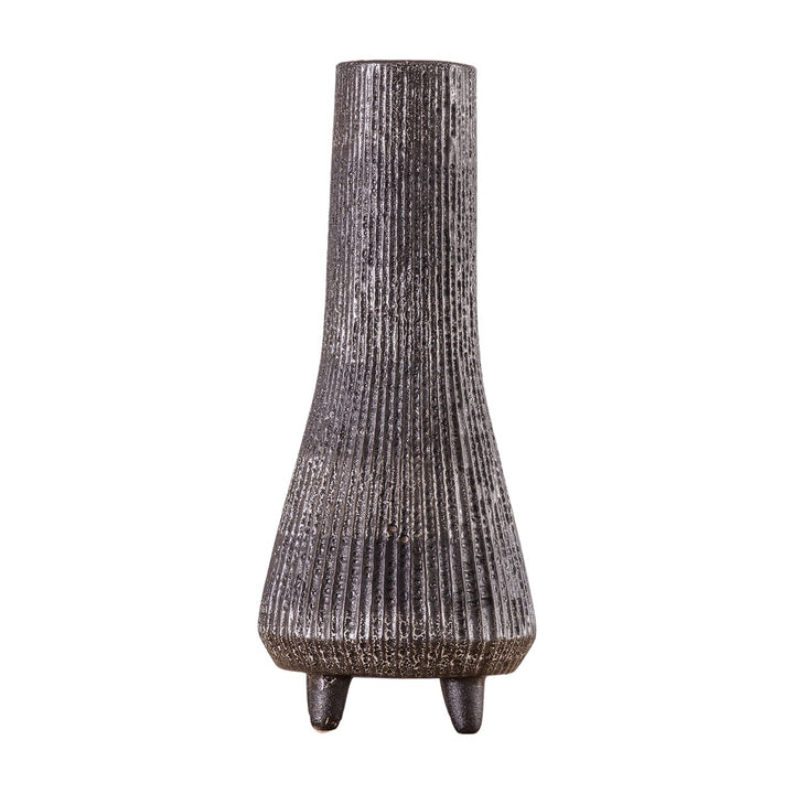 Tatu Ribbed Chimney Vase - Grey GalleryDirect 1