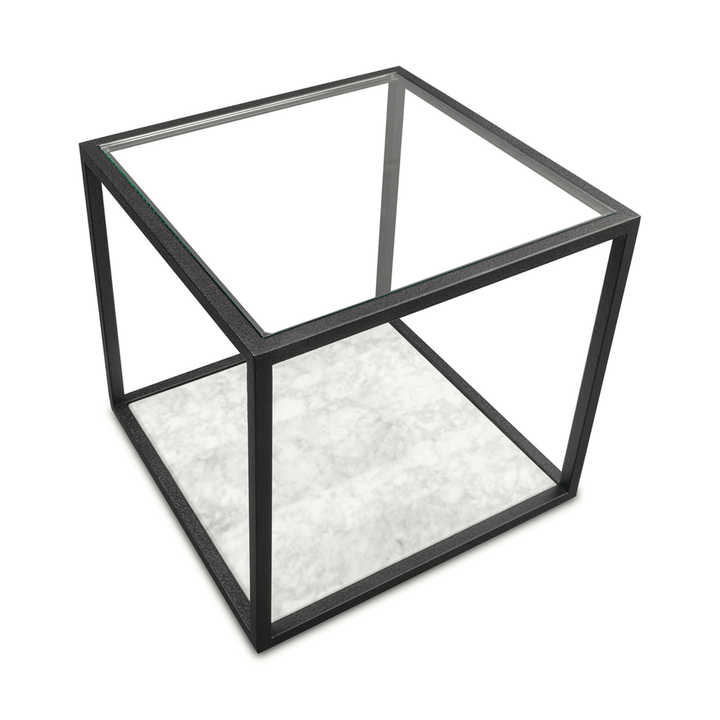 Belmon Carrara Marble Square Side Table - Black LiangAndEimil 3