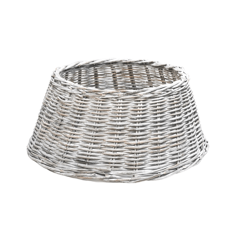 Round Wicker Tree Skirt - White Ivyline 2