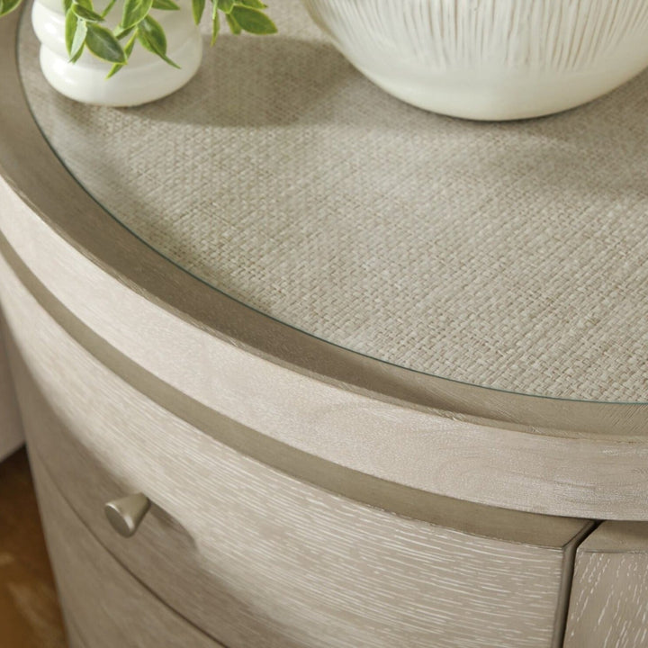 Coastal Breeze 3 Drawer Oval Bedside Table