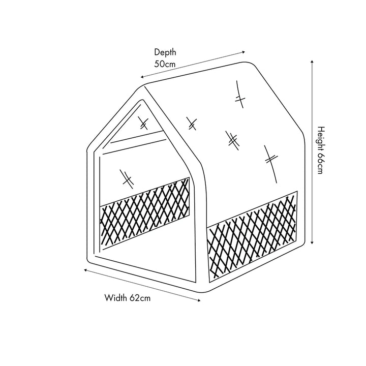 Rattan House Dog Basket - Grey