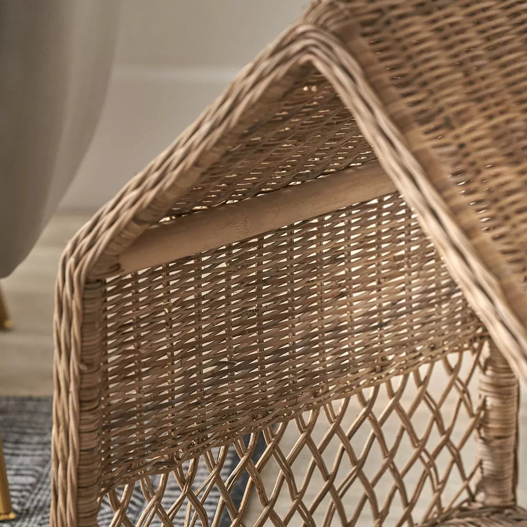 Rattan House Dog Basket - Grey