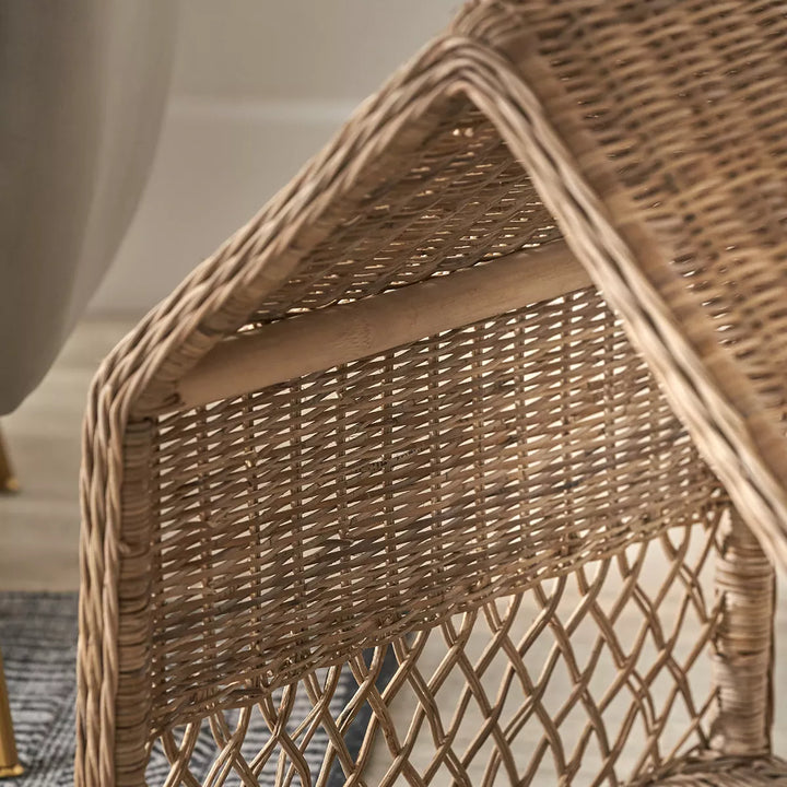 Rattan House Dog Basket - Grey