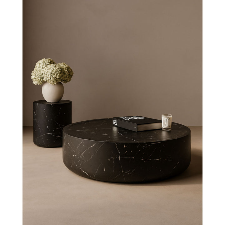 Ciladro Faux Marble Round Coffee Table - Black Tommy Franks 2