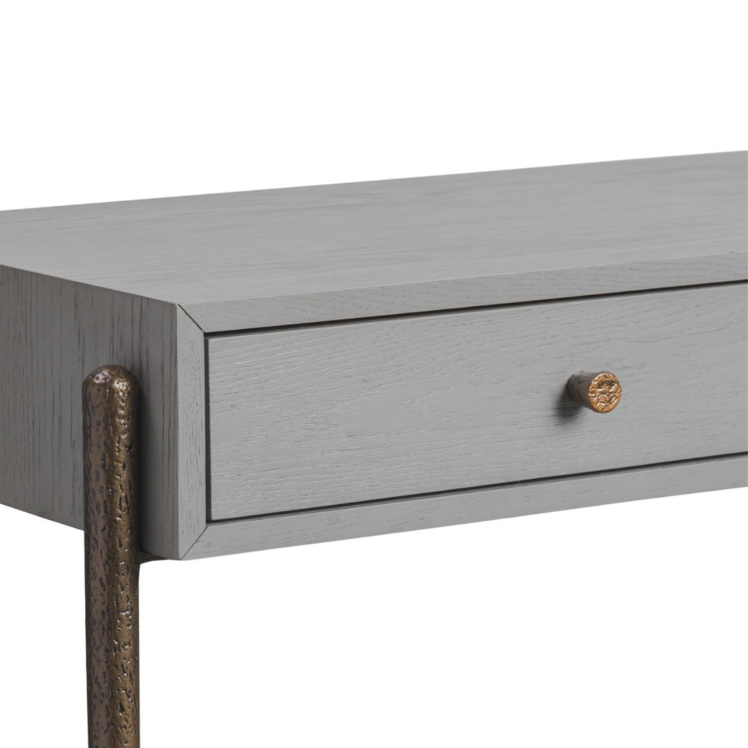 Nella Console Table - London Fog & Hammered Dark Bronze