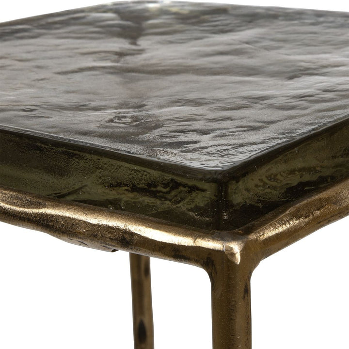 Ovard Antiqued Gold Accent Table