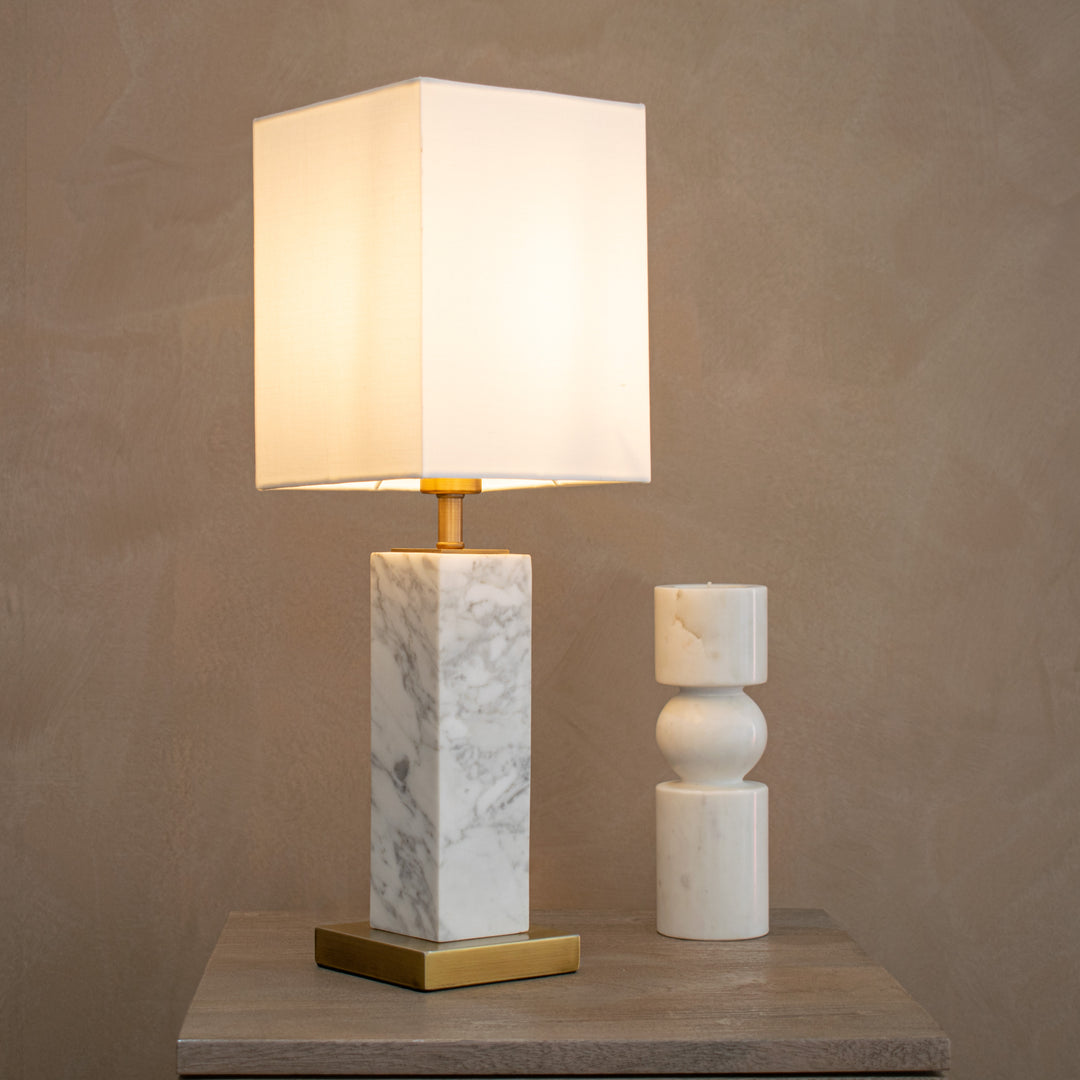 Micaela Marble Table Lamp - White